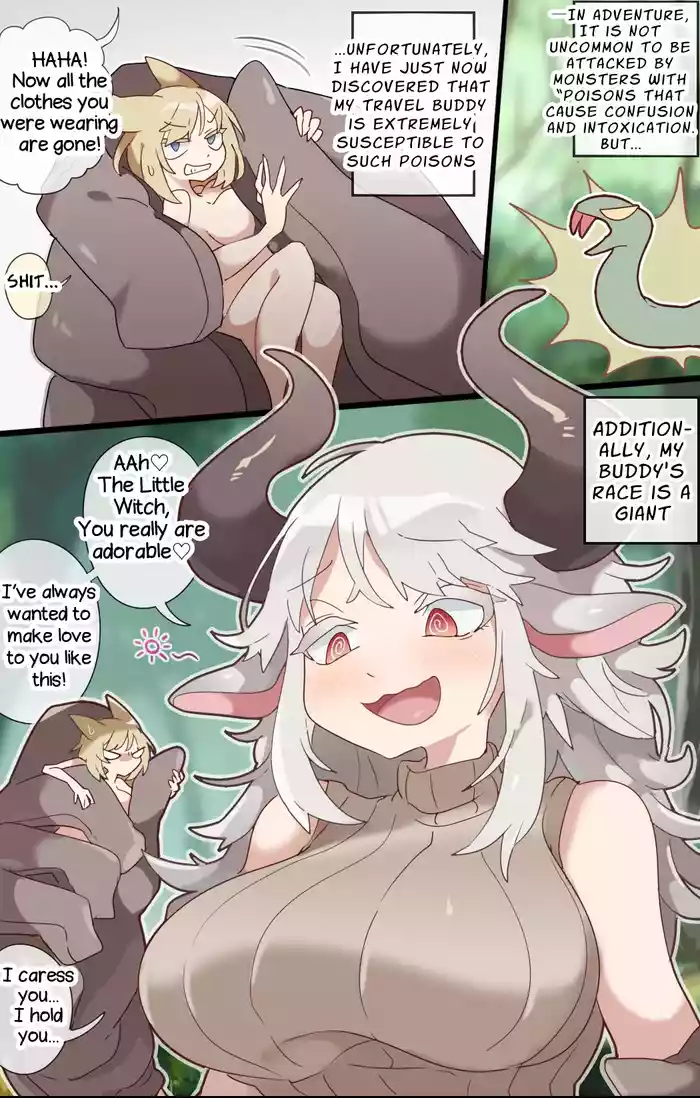 A vore cartoon about being swallowed whole by a confused fellow giant girl