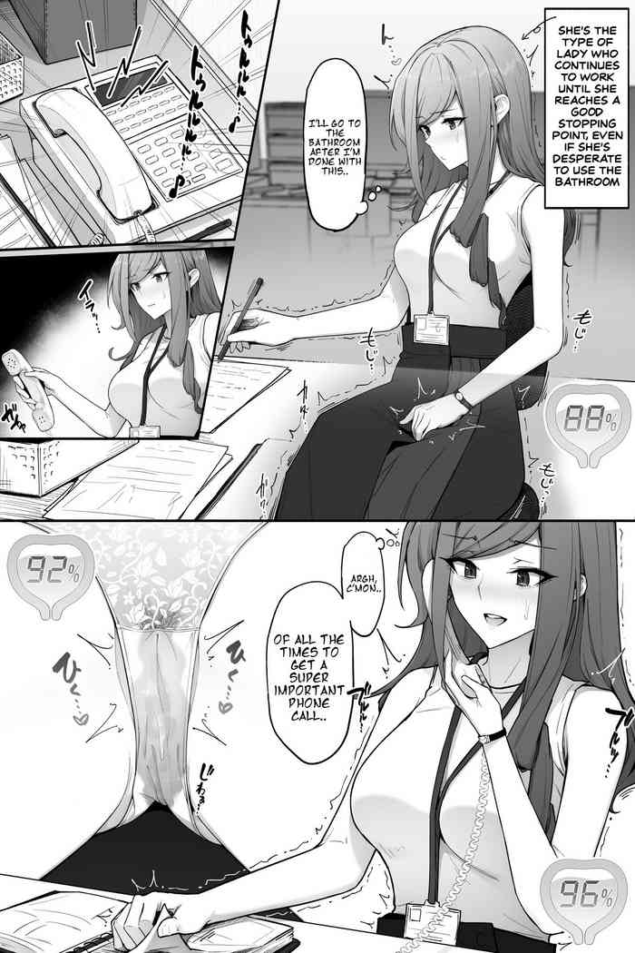 Office lady peeing though panties on toilet